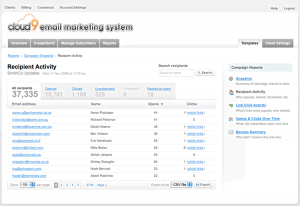 The Cloud 9 email marketing system reports 1